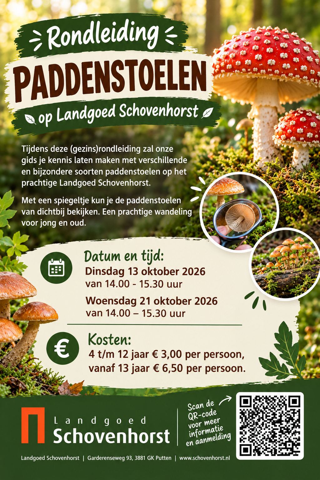Landgoed Schovenhorst houdt twee paddenstoelenwandelingen voor gezinnen